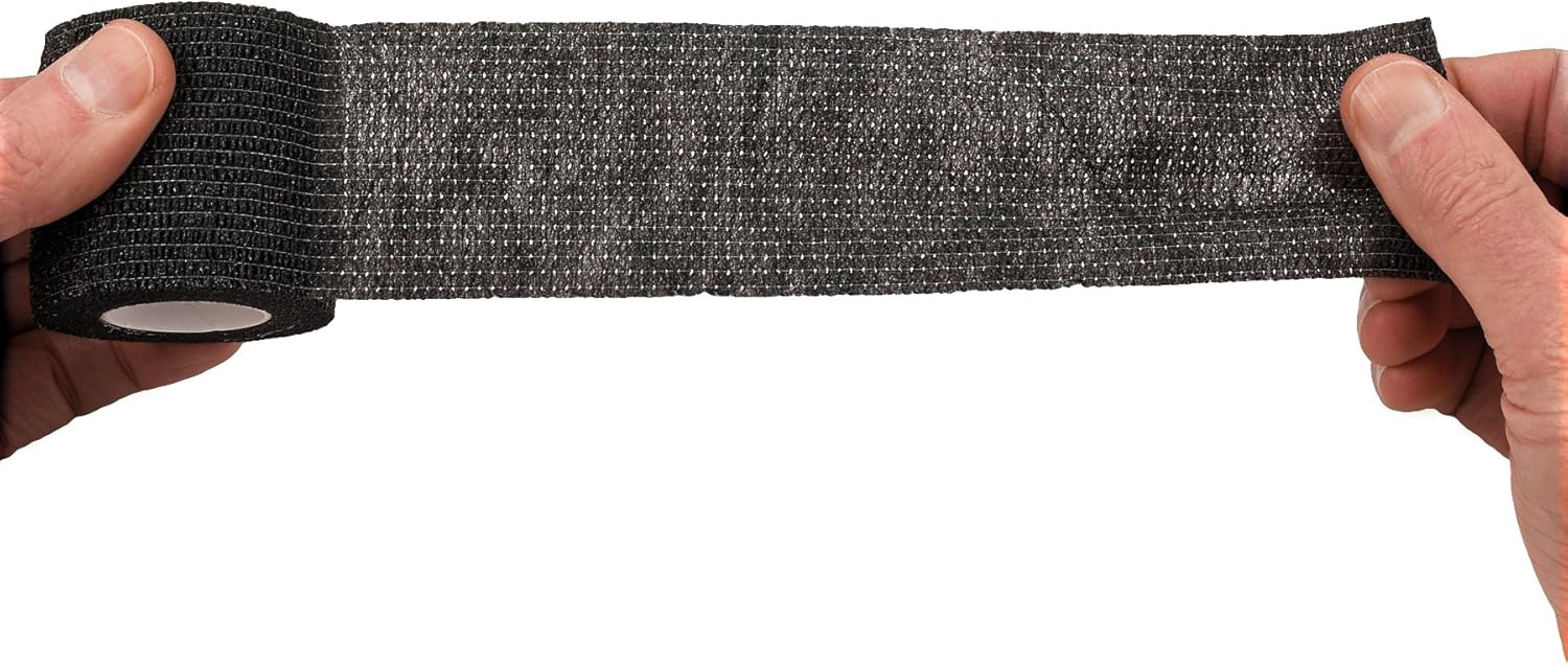 Self-Adherent Cohesive Bandage - Black Medical Wrap - 6 Rolls 2" Wide x 5 Yards Sports Tape for Medical Use, Sports, First Aid and Helps Protect Skin: Health & Personal Care