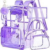 FTJCF Clear Backpack, Stadium Approved Transparent Bookbag for Girls Boys, Heavy Duty PVC See Through Backpack for Women Men