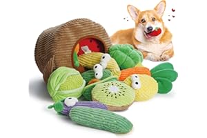 Nocciola Small Squeaky Crinkle Dog Toys- 15 Packs Grocery Basket Fruits Veggies Puppy Toys to Keep Busy, Cute Durable Plush Stuffed Hide Seek Cognitive Dog Christmas Stocking Stuffers