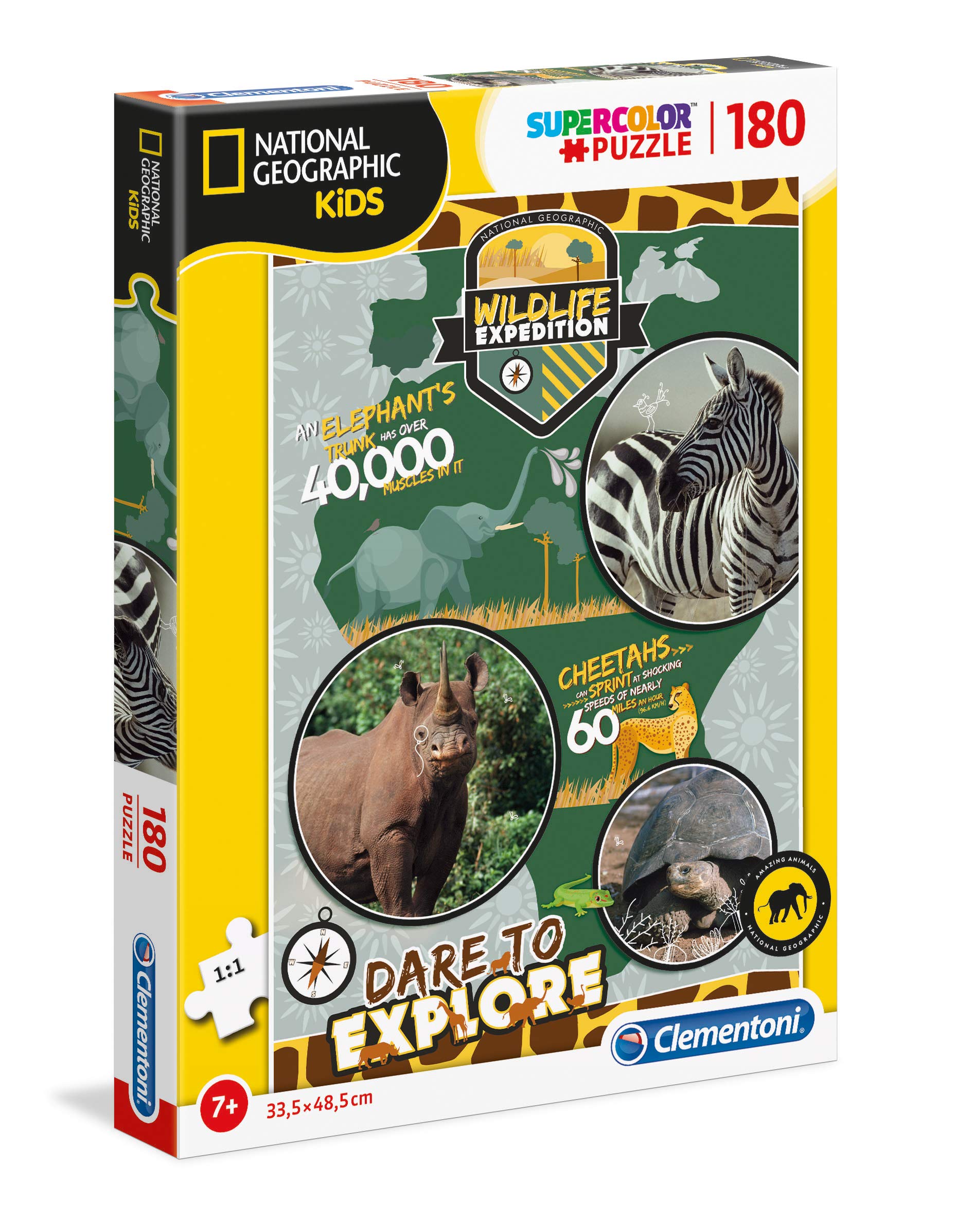 Clementoni - 29207 - National Geographic Kids - Wildlife Expedition - 180 pieces - Made in Italy - jigsaw puzzle children age 7+