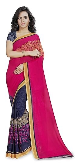 Georgette Saree with Blouse Piece (1190_1_Multicoloured_Free size)