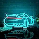 Foxiden Blue Sports Car Neon Sign, Dimmable LED Trendy Sports Car Shape Garage Neon Light, USB Powered for Garage Bar Party Boys Room Game Room Bedroom Man Cave Birthday Holiday Gift (15.7x8.3)