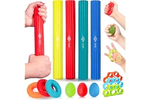 DICYWUDI Flex Therapy Bar and Grip Strength Trainers Set, Physical Therapy & Resistance Bar for Golfers Elbow,Tendinitis,Wrist,Forearms Pain, Improve Grip Strength and Relieve Pain