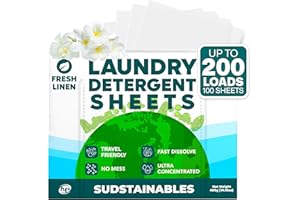 Sudstainables Laundry Detergent Sheets 200 Loads – Dissolvable Laundry Sheet for Washing Machines, Compact Alternative to Liquid & Powder Detergent, Travel-Friendly Soap | Fresh Linen