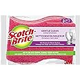 Scotch-Brite Scrub Sponge, 3 Pack, Delicate Care, Extra Gentle Dish Scrubber for Non- stick Cookware, Stemware, Mirrors