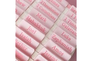 UPAFEXXI-Cloth Bible tabs,Bible Tabs for Women and Men(Pink Embroidered Letters) Large Print Stickers, Easy to Read and Apply, 66 Chapters Labels for Easy Navigation(Pink)