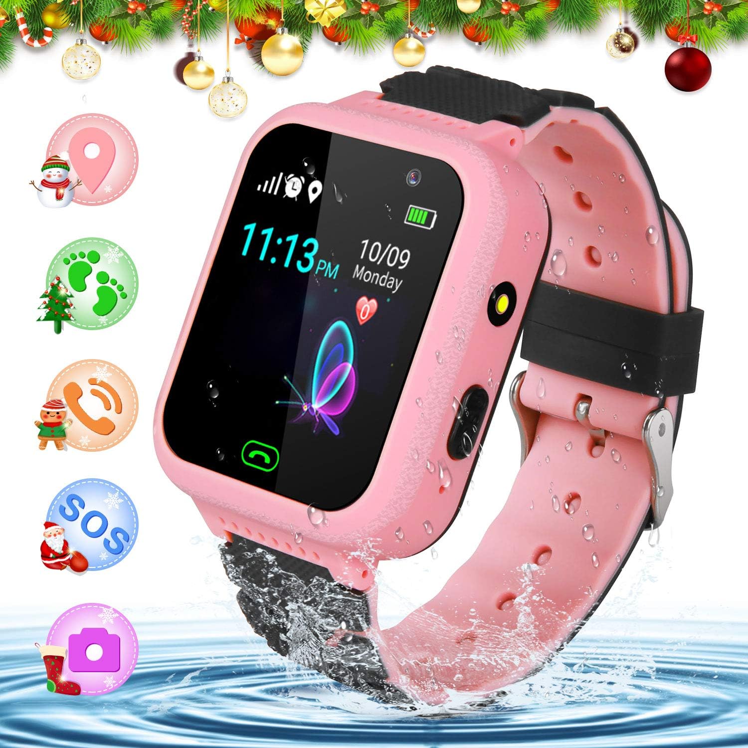 YENISEY Kids Smart Watch for Children GPS SOS Tracker Smartwatch, Waterproof with Chat Call Camera Alarm Clock Game Touch Screen Birthday Gifts for ...