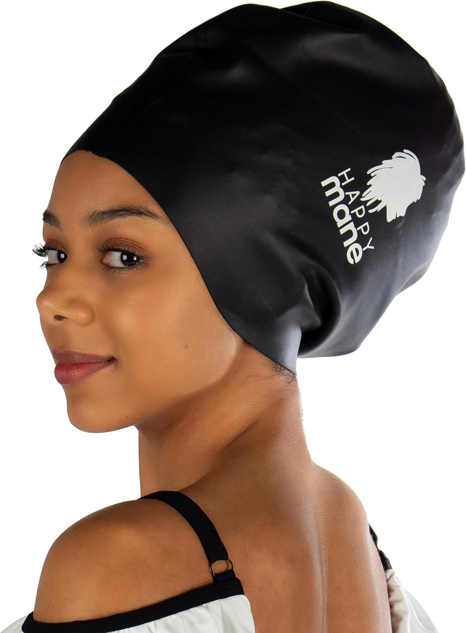 Happy Mane Large Extra Large XL Silicone Swim Cap for Braids and Dreadlocks - Dry Hair While Swimming and Long Hair, Extensions, and Curly Hair - Shower Cap for Women, Men, Kids