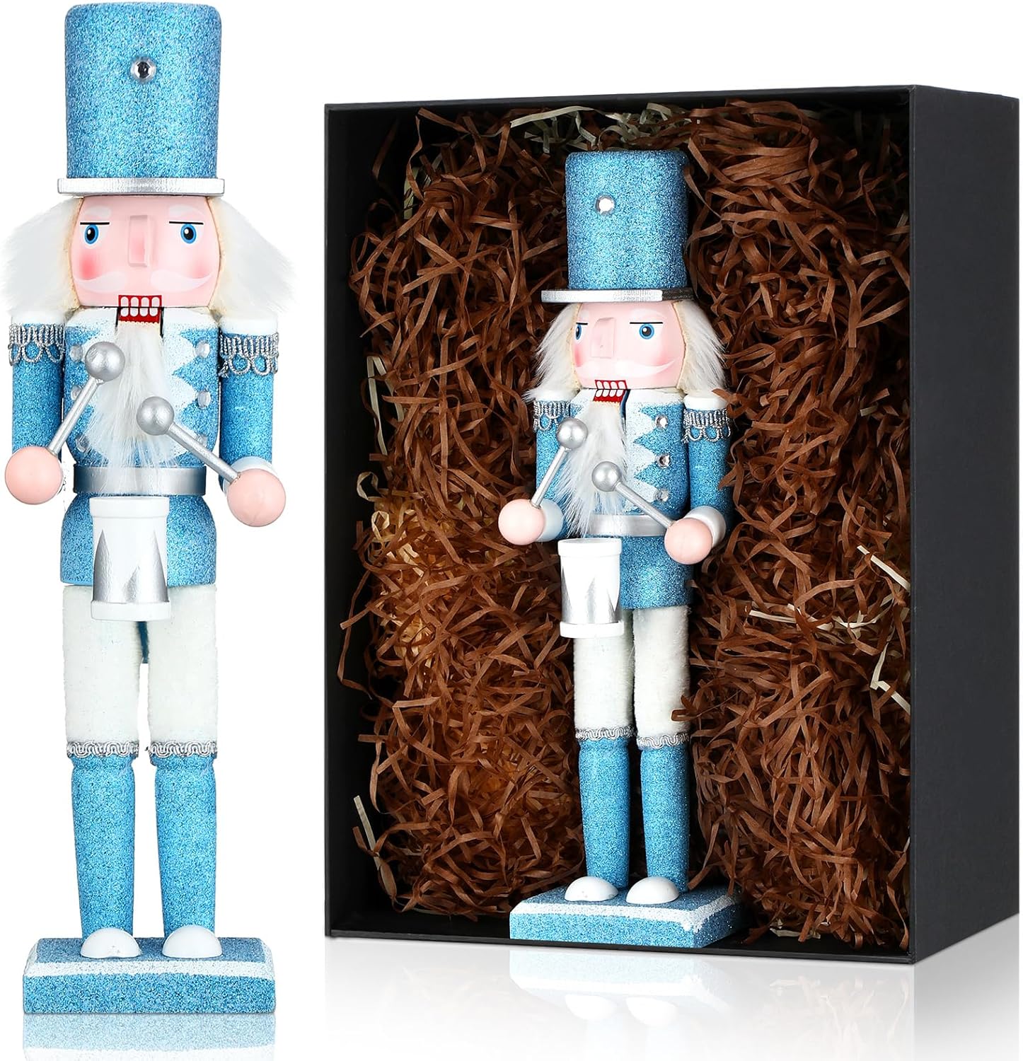 Nutcrackers - Hungdao 12 Inch Christmas Nutcrackers Decorations Nutcracker Wooden Nutcracker Soldier Festive Glitter Collectible Nutcracker Figures Toy Christmas Doll Ornament for Outdoor Party Xmas Gifts(Cute)
