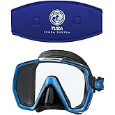 Tusa M1001QB Freedom HD Silicone Diving Mask - Fish Tail Blue w/TUSA Mask Strap Cover