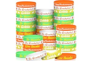 Huquary 100 Pcs Thanksgiving Bracelets Theme Silicone Wristbands Fall Party Favor Thanksgiving Party Favor Decor Pumpkin Maple Leaf Rubber Bracelets Stuffers Filler Gifts Supplies, 5 Style