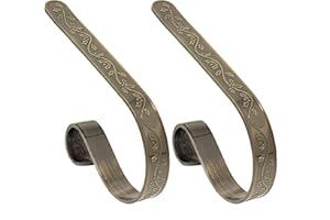 Haute Decor The Original MantleClip® Stocking Holder - 2 Pack (Holly - Antique Brass) - Hang Christmas Stockings Safely and Securely from Mantels Up to 3 Inches Thick