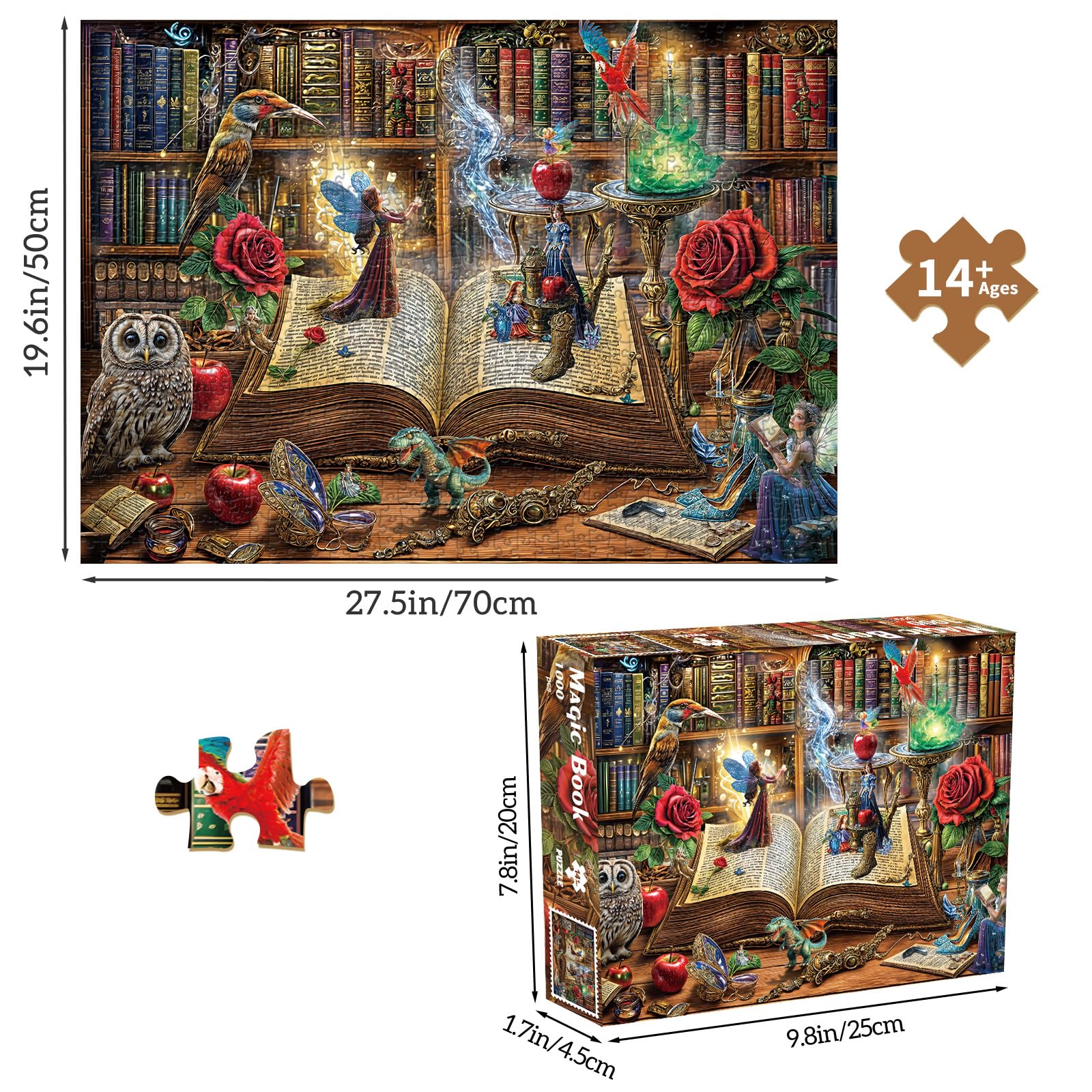 Magic Book Jigsaw Puzzles, 1000 Piece Puzzle for Adults, Family Puzzles Game, Fun Relaxing Challenging, Interlock Perfectly No Dust, Home Wall Decor, Gift for Valentine Friends Parents Kids