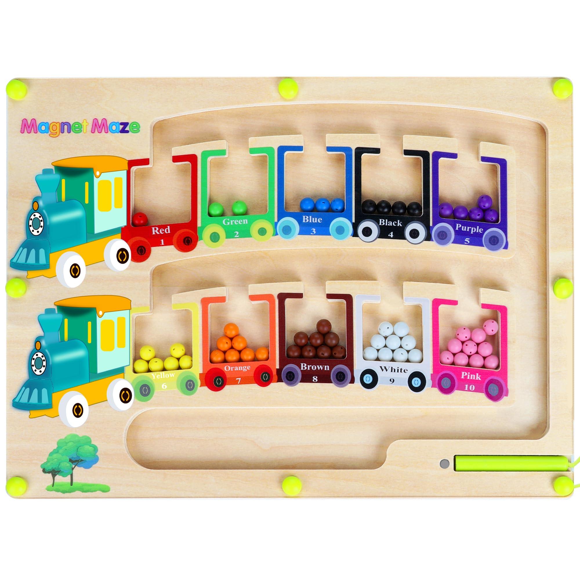 Pincush Magnetic Colour and Number Maze Montessori Wooden ToysCounting Matching GamesEducational Learning Toys for Preschoolers Gift for 3 4 5 6 7 Years Old Girls and Boys