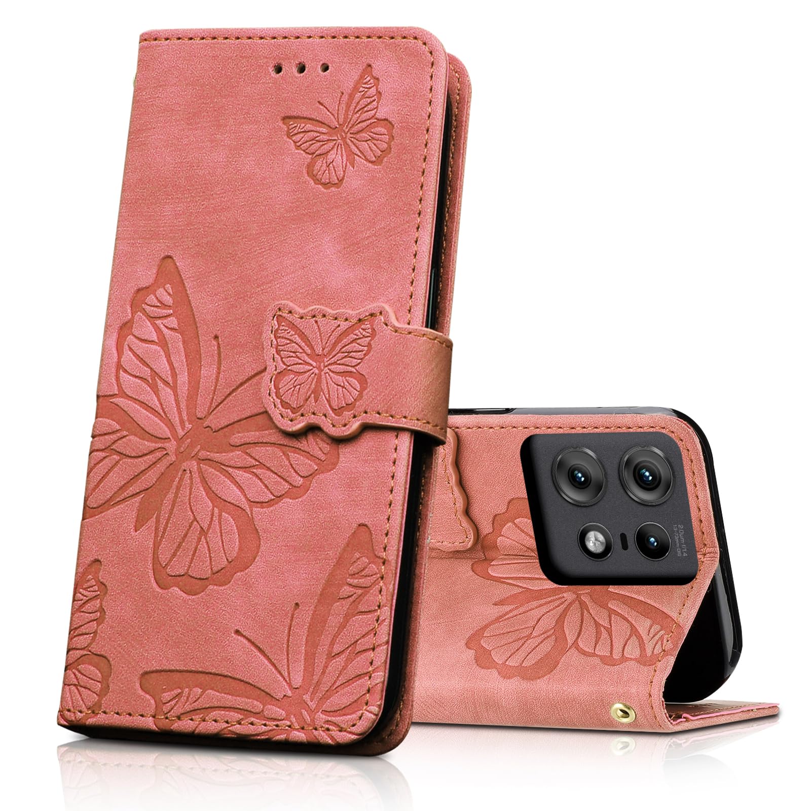 CXTcase for Motorola Edge 50 Pro Case, Premium Leather Folio Flip Stand View Cover, Full Protection Magnetic Closure Case Compatible with Motorola Edge 50 Pro Phone Cover, Pink