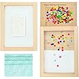 A5 Papermaking Paper Making Screen Kit with Pine Wood Mould and Deckle Set, Couching Cloth, Sponge, Confetti & Instructions for DIY Handmade Paper of 5 7/8" x 8 1/4", 15 * 21 cm
