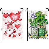 Flagmax 2 Pack Valentine Day Garden FlagPatricks Day Garden Flag,Valentine FlagPatrick Flag 12x18 ValentinePatricks Yard Flag for Garden and Home Decorations, (MDZ0365)