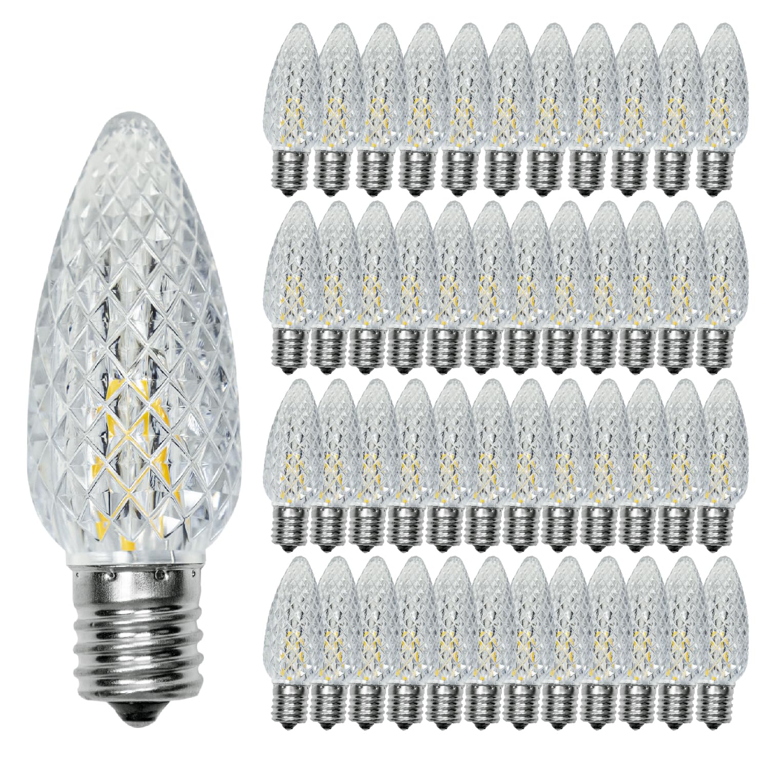 Photo 1 of 50 Pack C9 Led Christmas Lights Bulb, C9 Replacement LED Christmas Lights Outdoor Bulb, C9 Shatterproof Led Bulb for Christmas String Lights, E17 Base, Commercial Grade 2200K Warm White Bulbs