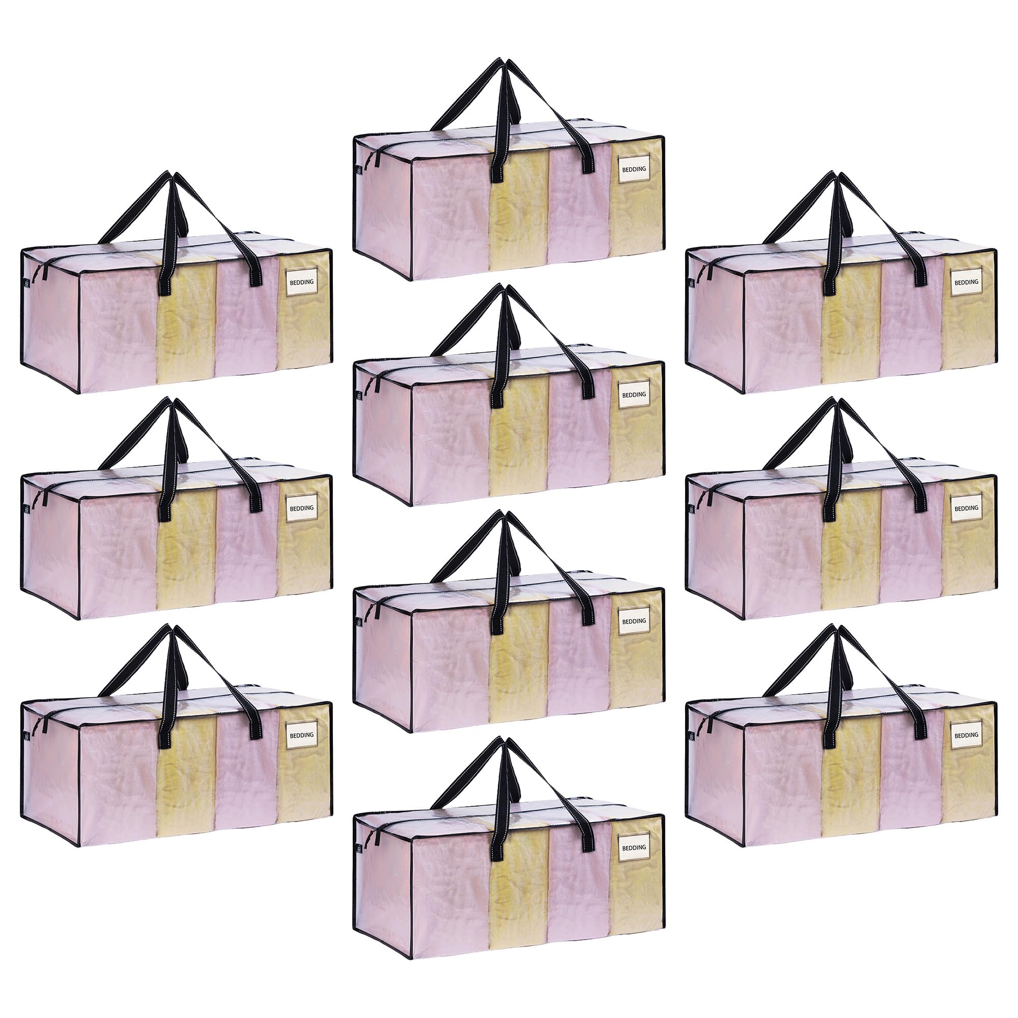 VENO 10 Pack Moving Bags Extra Large Storage Bags, Heavy-Duty Chritsmas Storage Totes, Packing Boxes, and Wardrobe Moving Supplies - Durable Laundry Bags for Clothes (Clear, 10 Pack)