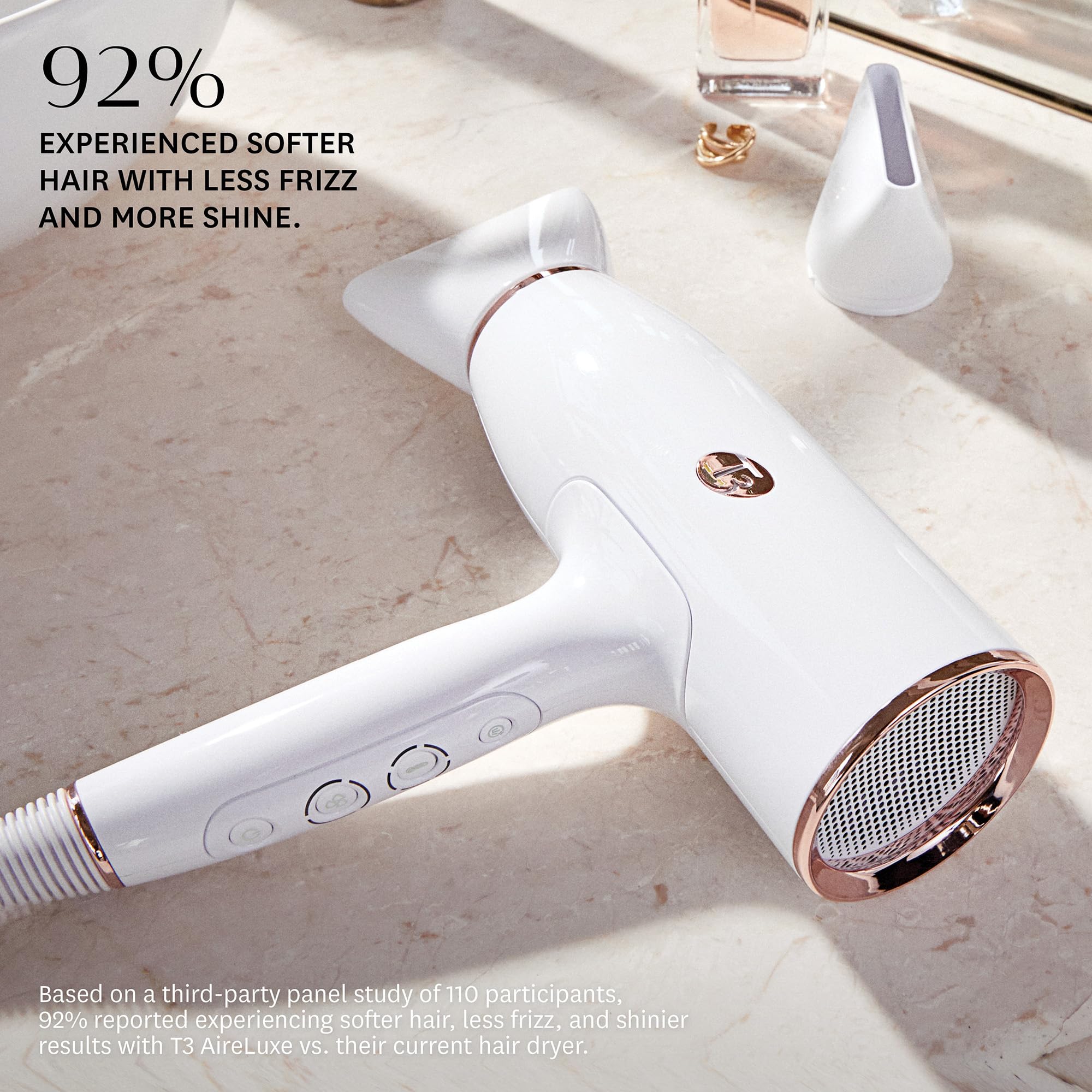 T3 AireLuxe Professional Ionic Hair Dryer and Brush Set, with 5 Heat and 3 Speed Settings, Ion Generator, Cool Shot, Includes Paddle Brush and 2.5
