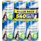 PetLovers Extra Sticky Lint Roller 6 Pack of Refills Only - No Handle Included - 90 Sheets Per Refill 540 Sheets Total
