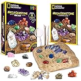 NATIONAL GEOGRAPHIC Mega Gemstone Dig Kit – Dig Up 15 Real Gemstones and Crystals, Science Kit for Kids, Gem Digging Kit, Gif