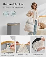 SONGMICS Slim Laundry Basket with Lid 90L Dove Grey 42x32x70.5 cm view 5