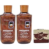 Bath & Body Works Gingerbread Latte 2 Pack Body Wash Bundle with a Cherry On Top Bar Soap - Full Size