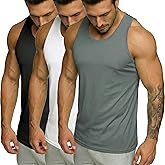 MAGCOMSEN 3 Pack Men's UPF 50+ Tank Top Quick Dry Summer Workout Muscle Sleeveless Shirts for Swim Beach Bodybuilding