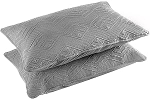 BOSOWOS Pillow Shams Standard Size Set of 2, Ultra Soft Breathable Quilted Pillow Cases 20 x 26 inches for Sleeping, Grey Diamond Standard 2Pack