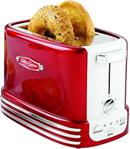 Nostalgia New and Improved Wide 2-Slice Toaster, Perfect For Bread, English Muffins, Bagels, 5 Browning Levels, With Crumb Tray & Cord Storage – Retro Red