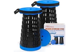 AttoShow 2025 2PCS Upgraded Collapsible Stool Thickened Set, Portable Stool Folding Stools, Foldable Chair for Camping Fishing Hiking BBQ and Outdoor Activities - Max 500lbs (Blue)