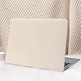 Seorsok Compatible with New MacBook Air 13.6 inch Case M4 M3 M2 2025 2024-2022 Release A3240 A2681 A3113,Elegant Leather Plastic Hard Shell Case with Transparent Keyboard Cover,Beige No Logo Cutout