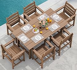 SERWALL 7-Piece Patio Outdoor Table & Chairs, HDPE