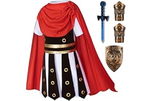 ELIBELLE Child Medieval Roman Warrior Knight Renaissance Performance Costume with Accessories