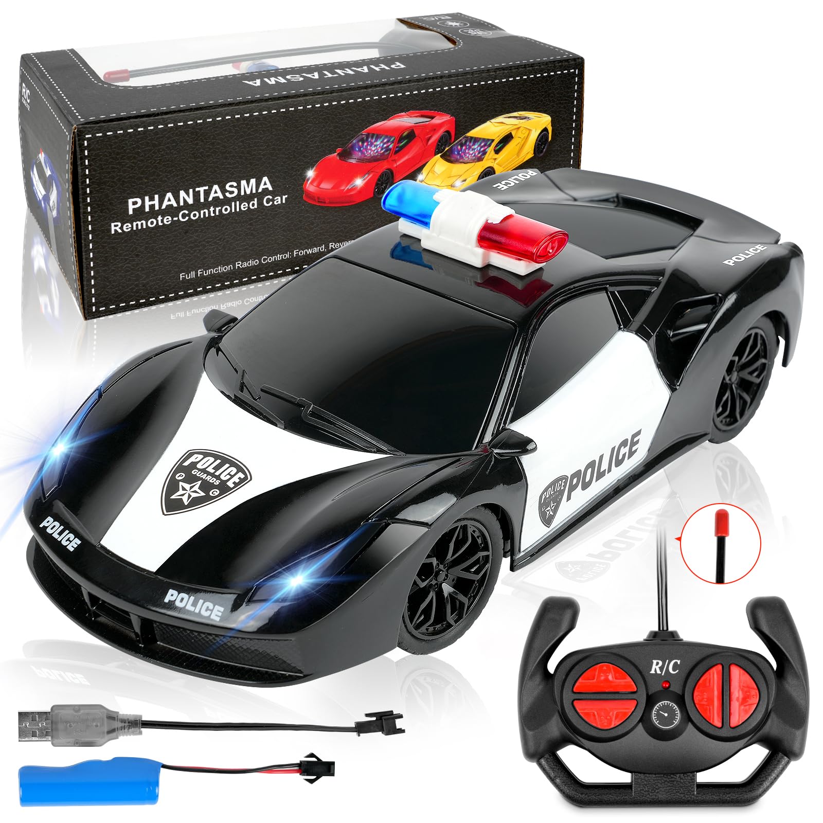 HOTUT RC Drift Car - 27MHz Remote Control Vehicle With LED Lights, High Speed Kids Stunt Car for Boys/Girls Aged 6 Years and Above