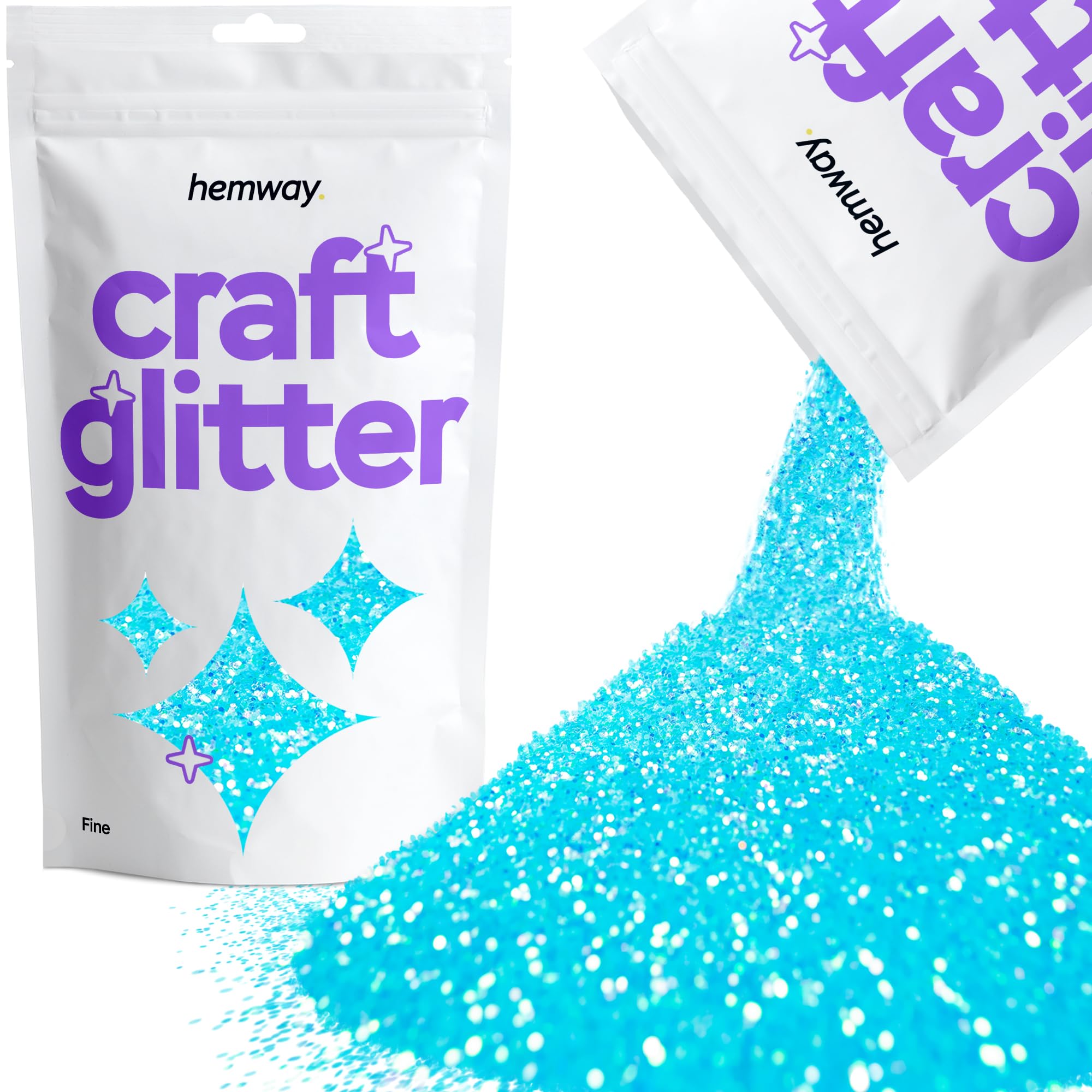 Hemway Craft Glitter Baby Blue Iridescent 100g Fine Glitter for Crafts, Resin, Cosmetic, Nail, Face, Body, Festival, Tumblers, Art, Candle, Crafting