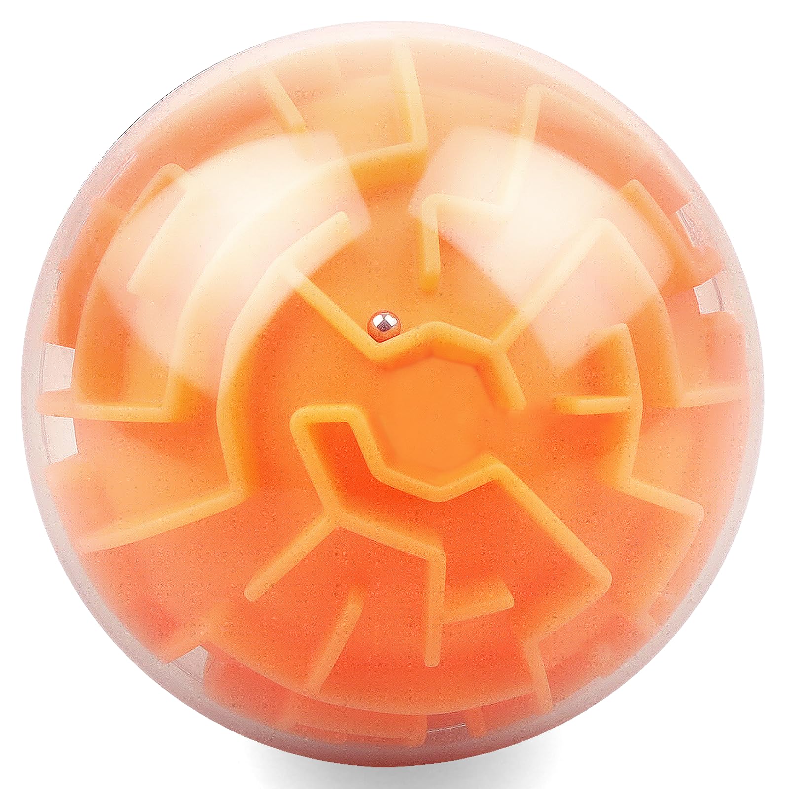 3D Puzzle Maze Ball Brain Teaser Toy, Logic Memory Game Sphere for Kids & Adults, Hand Eye Coordination & Reaction Speed Challenge Toy for Boys & Girls, Blue, (Orange)