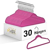 Quality Children's Plastic 30 Pack Non Velvet Non-Flocked Thin Compact Hangers Swivel Hook for Shirts Blouse Coats (Pink, 30)