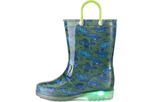 HISEA Kids Rain Boots for Boys Girls, Waterproof Lightweight Rain Boots Light Up by Steps for Water Beach Outdoor Playing (Toddler/Little Kid/Big Kid)
