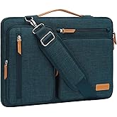 MOSISO 360 Protective Laptop Shoulder Bag,15-15.6 inch Computer Bags Compatible with MacBook Pro 16 inch, HP, Dell, Lenovo, Asus Notebook,Side Open Messenger Bag with 4 Zipper Pockets, Teal Green