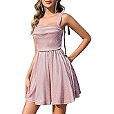 BeryLove Women Sequin Homecoming Dress Cocktail Sleeveless Sparkly Tie Party Mini Formal Dresses