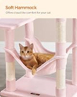 Feandrea Cat Tree Tower 143 cm Pink Multi Level with 2 Perches Cave Hammock view 5