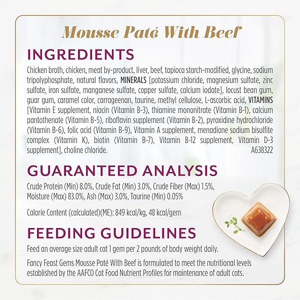 FANCY FEAST GEMS PATE CAT FOOD MOUSSE CHICKEN OR BEEF AND A HALO OF SAVORY GRAVY WET CAT FOOD VARIETY PACK – (1) 8 CT. BOXES – 8 CT. BOX