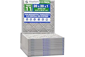 20x20x1 MERV 11 Pleated Furnace Filters. Actual / Exact Size 19 1/2 x 19 1/2 x 3/4". Case of 12 Made in Canada by FurnaceFilt