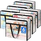TasticTotes 6 Pack Clear Storage Bags for Comforter, Clothes &amp; Bedding, 40L | Plastic Blanket Storage with Zipper &amp; Handle, Foldable Moving Bags, Closet Organizer and Under-Bed Storage Containers