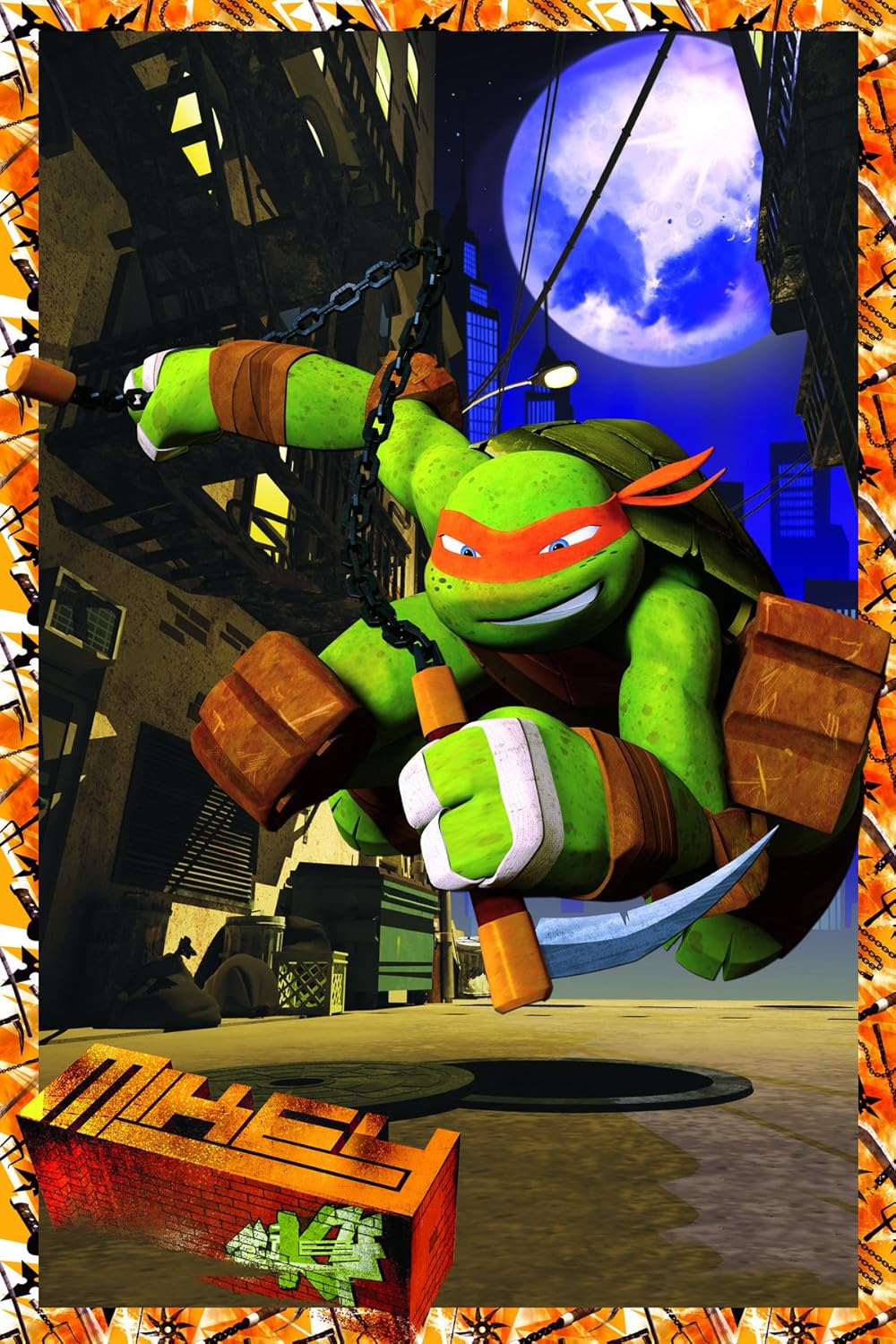 Teenage Mutant Ninja Turtles Michaelangelo Framed 3d Hanging Wall Art 11 Inch By 17 Inch