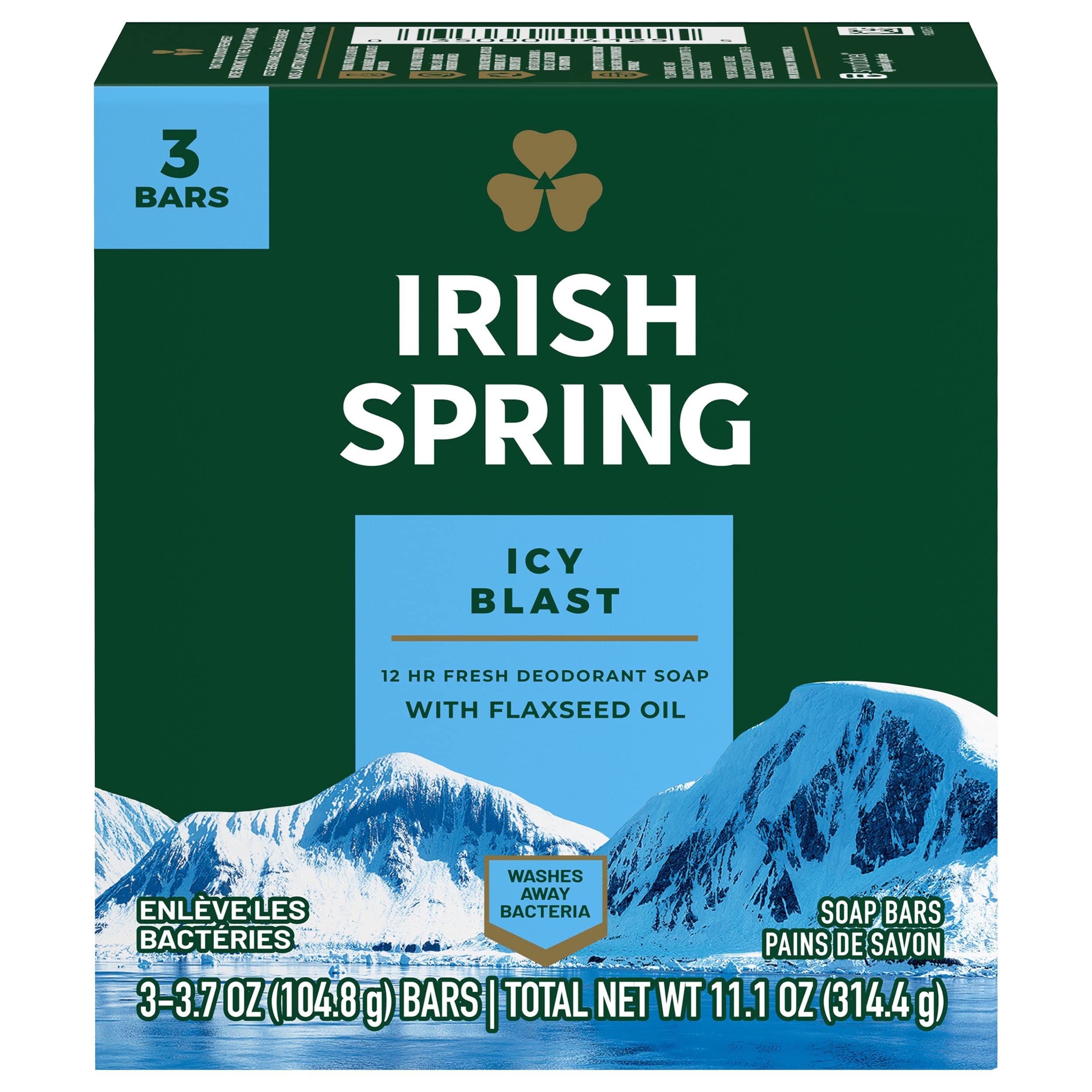Irish Spring IcyBlast Cool Refreshment Deodorant Soap 113 g 3-Count Soap by Irish Spring