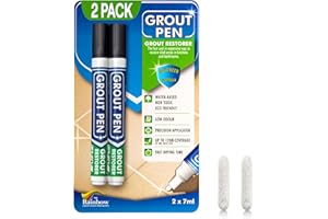 Grout Pen Black Tile Paint Marker: Waterproof Grout Paint, Tile Grout Colorant and Sealer Pen - Narrow 5mm, 2 Pack, Black