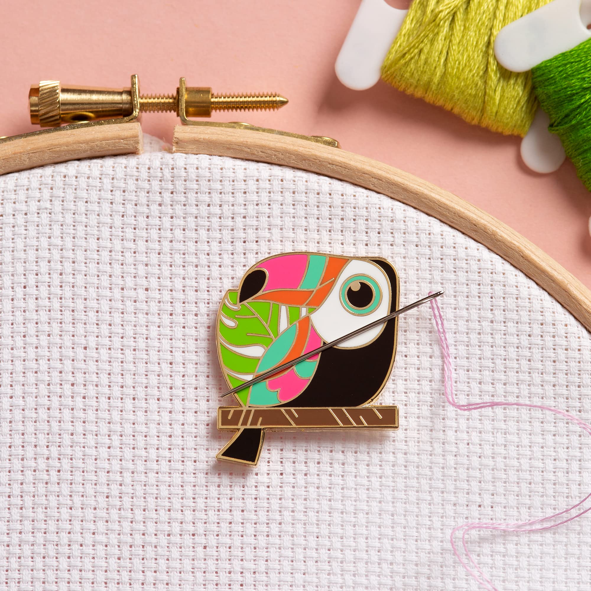 Needle Minder - Colourful Toucan for Cross Stitch, Sewing, Embroidery and Needlework Accessories, Enamel and Magnetic